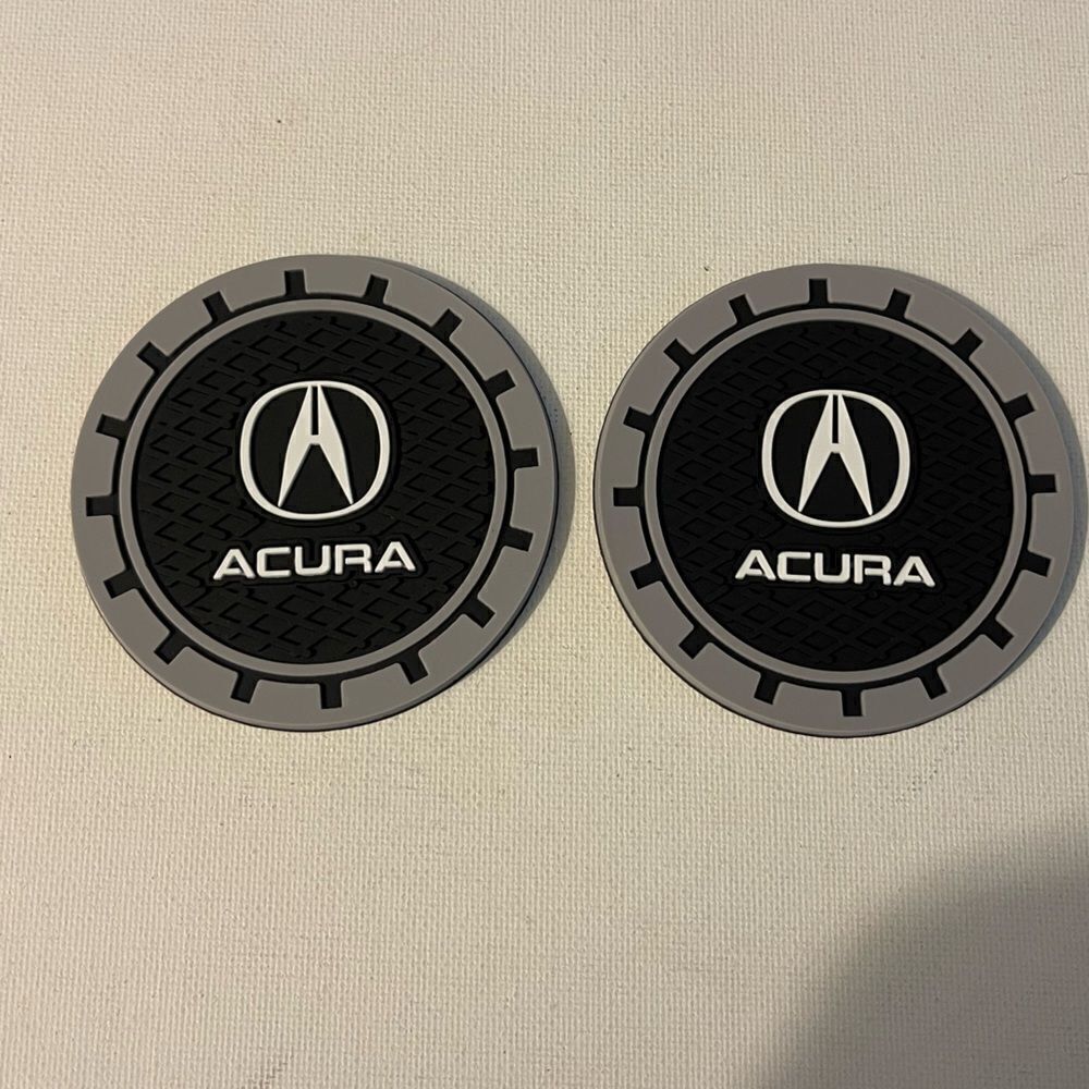Acura car cup Coasters in black and gray. Set of 2 NWT